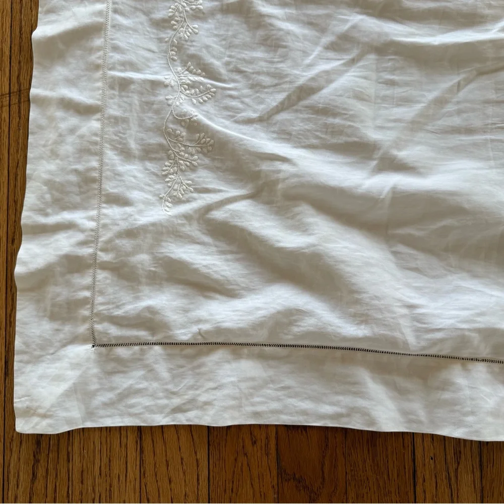 Sferra Euro Continental Sham 32x32 White Egyptian Cotton Hand Embroidered